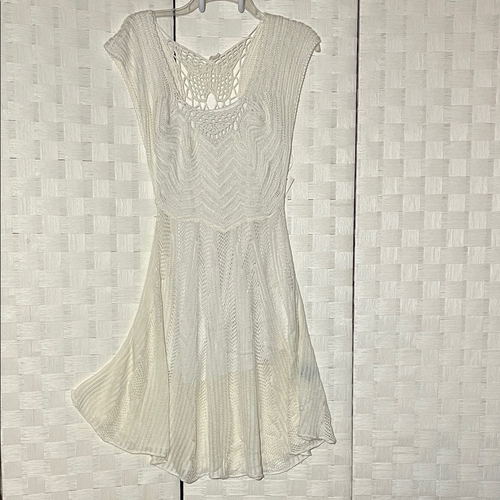 Stylish Cream Ivory Crochet Dress Butterfly back Size XL